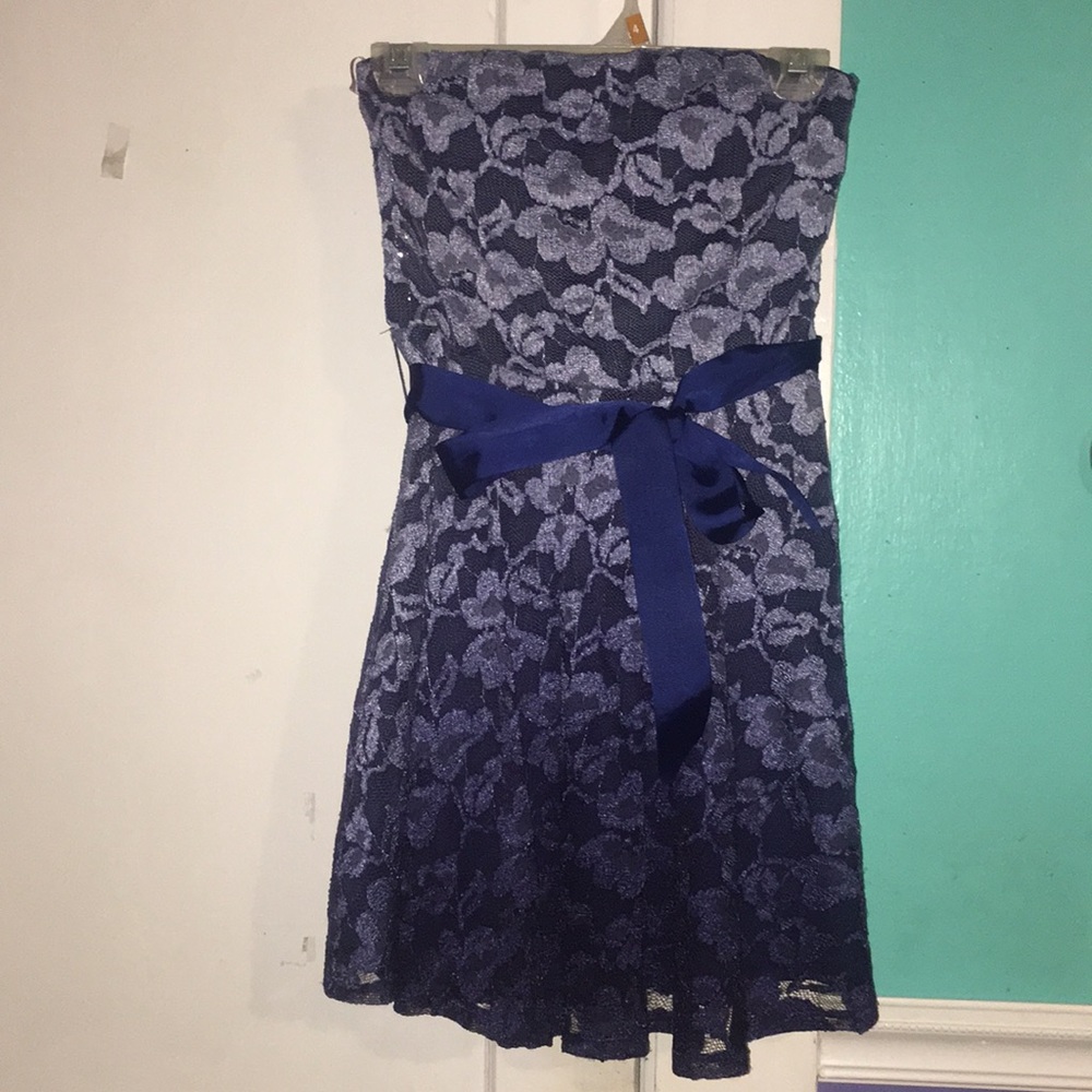 Blue ombré strapless short dress